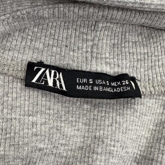 ZARA Women’s Cropped Sleeveless Mock Neck Tank Grey Size Small - Picture 3 of 3
